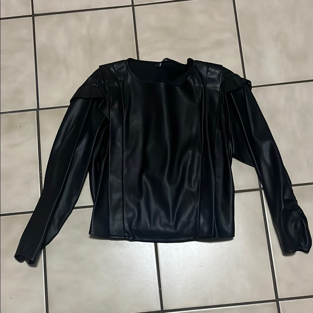 Black Faux Leather Top